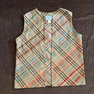Vintage 1970s plaid checker vest